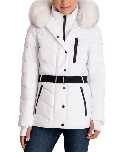 michael kors men's faux fur jacket|faux fur hooded belted coat.